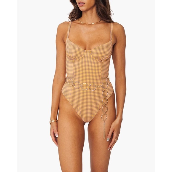 WeWoreWhat Danielle 3.0 One‎ Piece Swimsuit in Tangerine - Picture 1 of 13